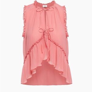 Wilfred by Aritzia. Elate Pink Chiffon Ruffle Tie-Front Sleeveless Blouse
Size M